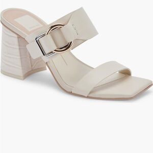 Dolce Vita Palyce Block Heel Sandal - Ivory Leather - Size 9